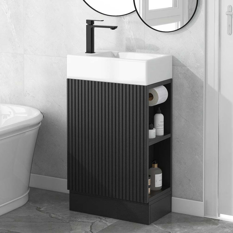 Meuble-lavabo 18,6 po avec lavabo, Noir