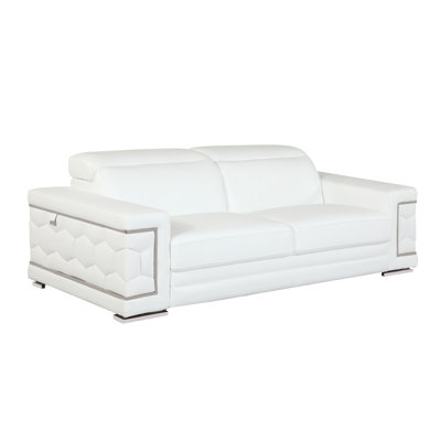 Top Grain Leather , White Color Option, Kiln-dried Hardwood Frame & Reinforced Corner Blocks, 3-layer High Foam Cushioning, Stainless Steel Legs, Solid Brazilian Wood Blocks Frame, Cushion,