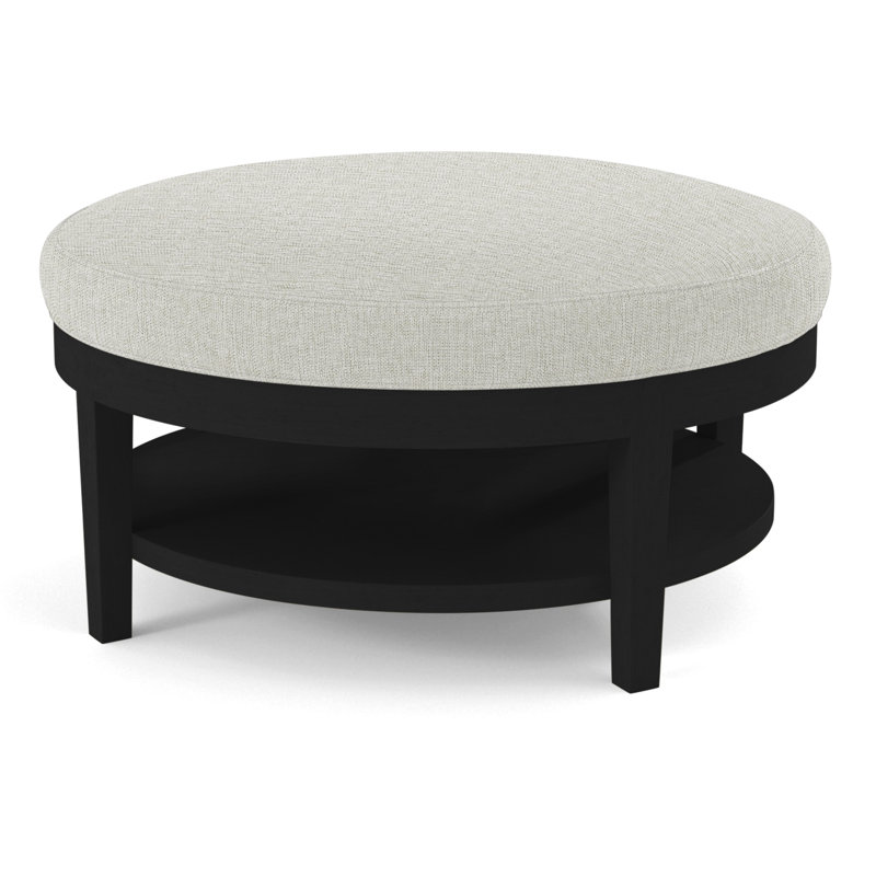 Midtown Upholstered Ottoman, Cobalt Blue Stripe; 0204-64, Antique Black Finish