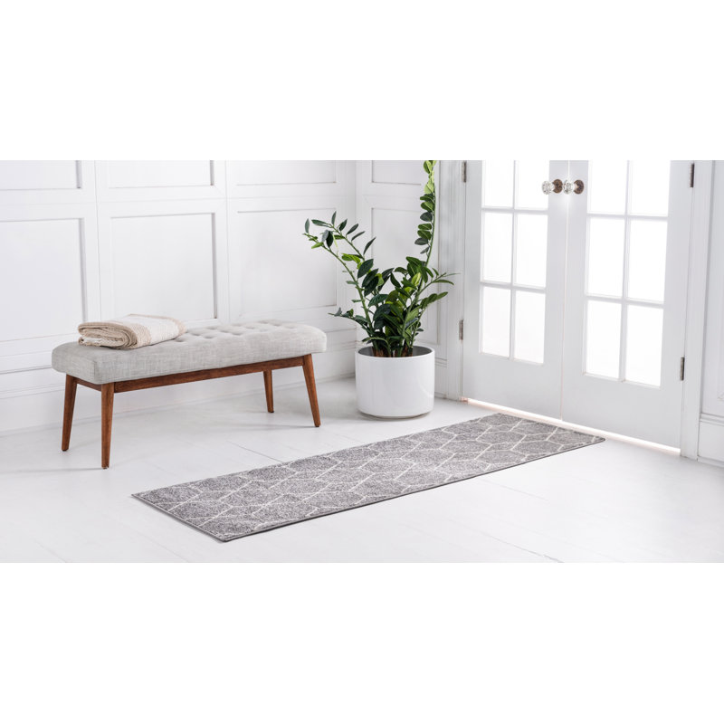 Debrodie Geometric Area Rug, Runner 2' x 10', Light Gray