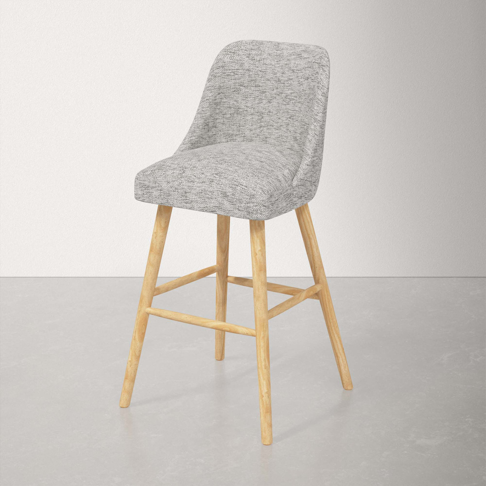 Gallie Stool, Bar Stool (31" Seat Height), Natural Wood, Milsap Spray Sustain® Tweed
