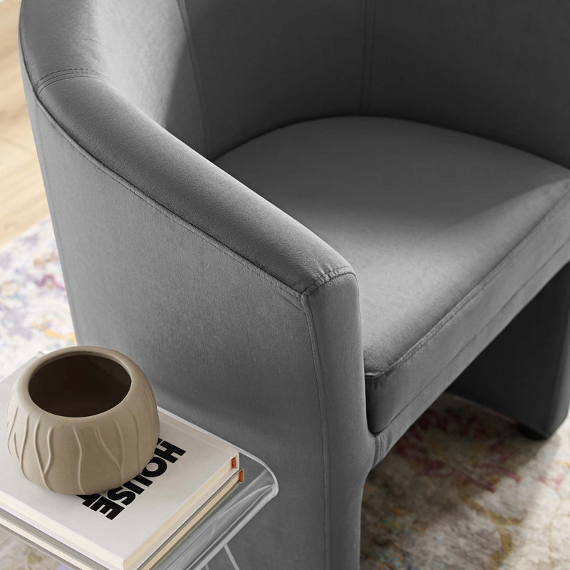 Divulge Performance Velvet Arm Chair and Ottoman Set by Modway, Gray