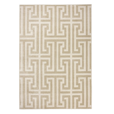 Greek Key Cream Light Beige Rug