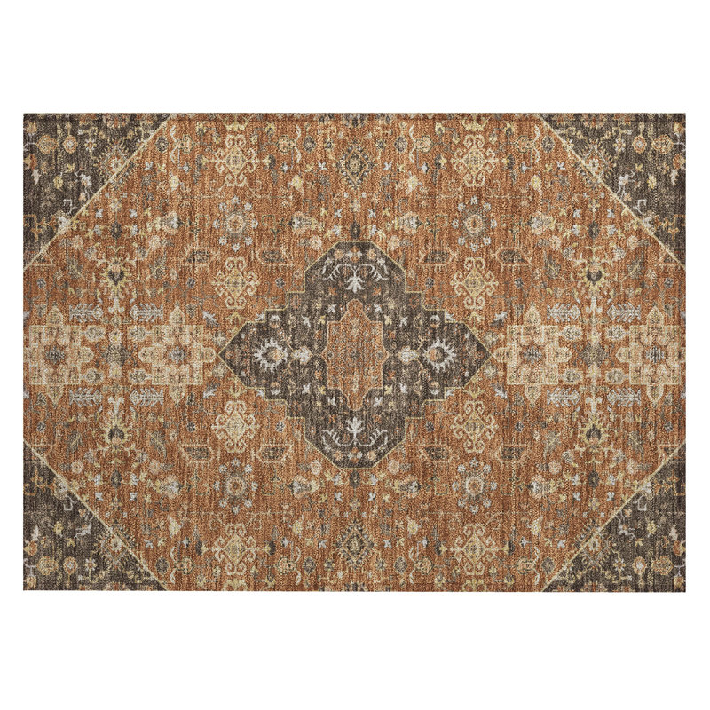 Machine Washable Indoor/Outdoor Chantille ACN2714 Global Rug, 1'8" x 2'6", Paprika