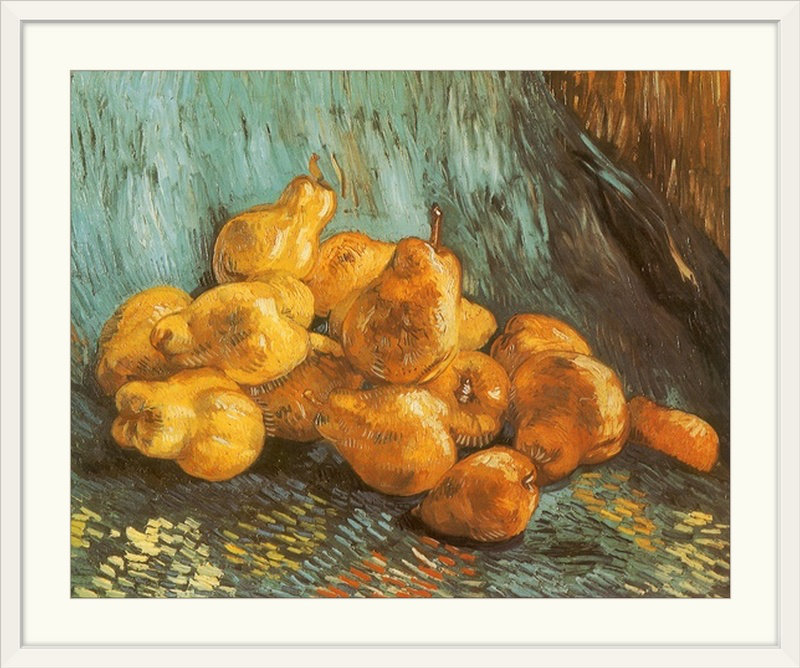 «Pile of Pears» par Vincent Van Gogh - reproduction, H 20 po x l 23 po x P 1 po, Cadre blanc