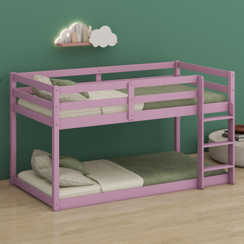 Lit superposé en bois avec échelle, Rose