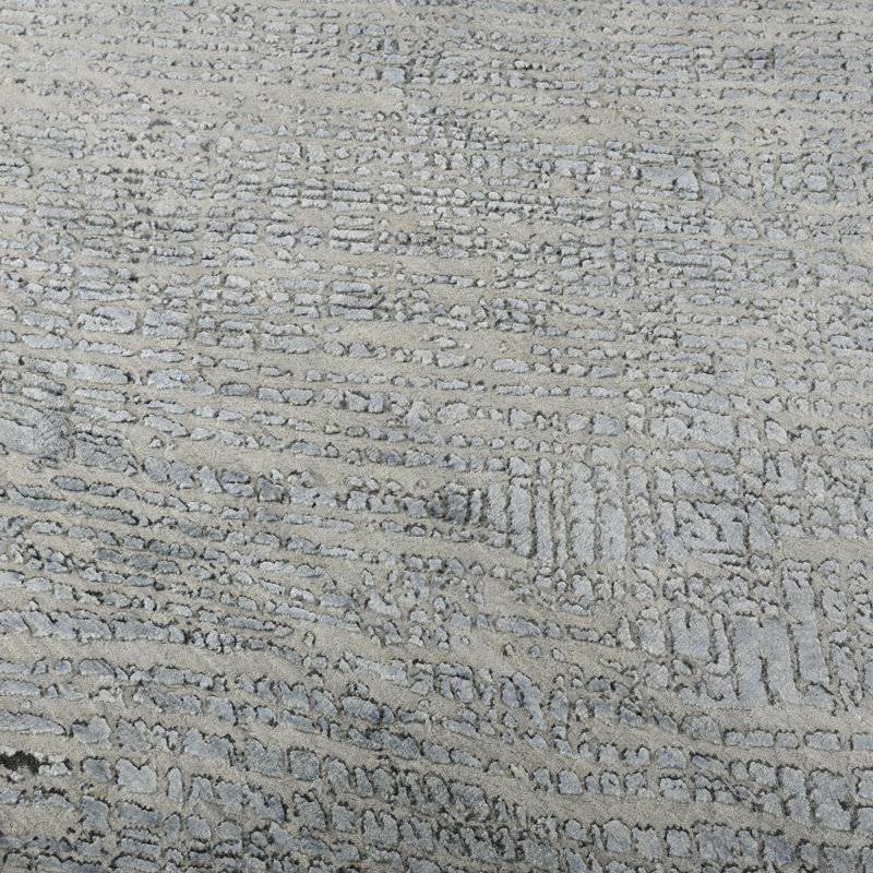 Tapis bleu en laine et en soie noué à la main Majestic, Rectangle 9 pi x 12 pi
