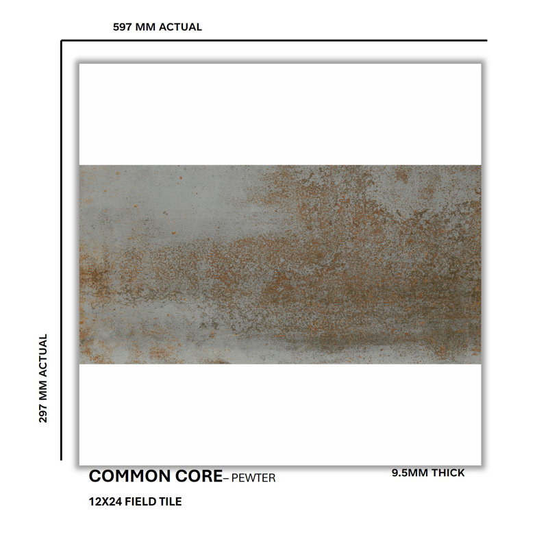 Common Core 12" x 24" Porcelain Metal Look Wall & Floor Tile, Pewter