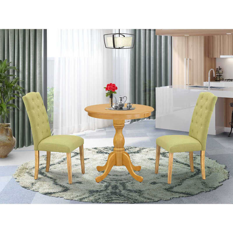 Ensemble de coin-repas pour 2 personnes Adelo, Vert, Chêne naturel
