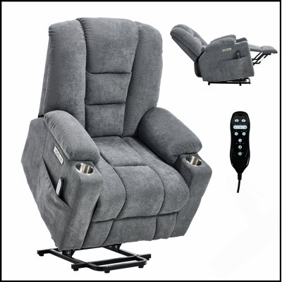 Fauteuil inclinable Lift Lift avec massage, chaleur et ports USB pour le confort des personnes âgées, les plus rembourrés et le mécanisme robuste