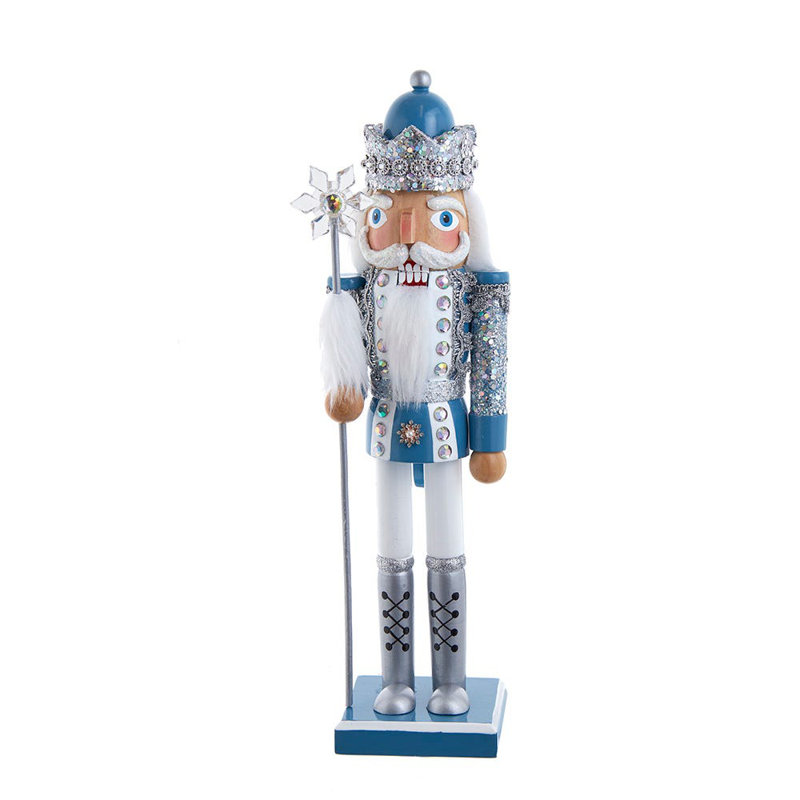 Kurt Adler Wooden Nutcracker, Blue & Platinum, 15in