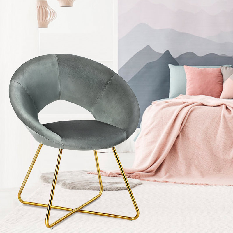 Woolhorpe Velvet Accent Chair, Gray Velvet