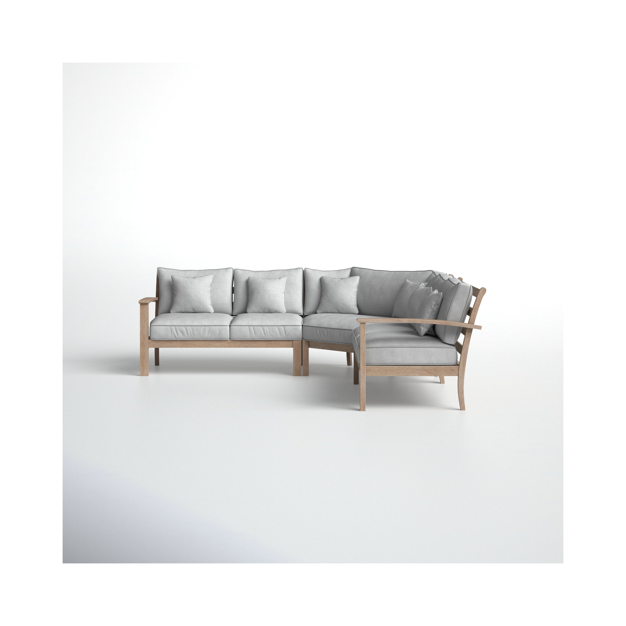 Vergara Outdoor U-Shaped Patio Sectional with Cushions, Light Gray