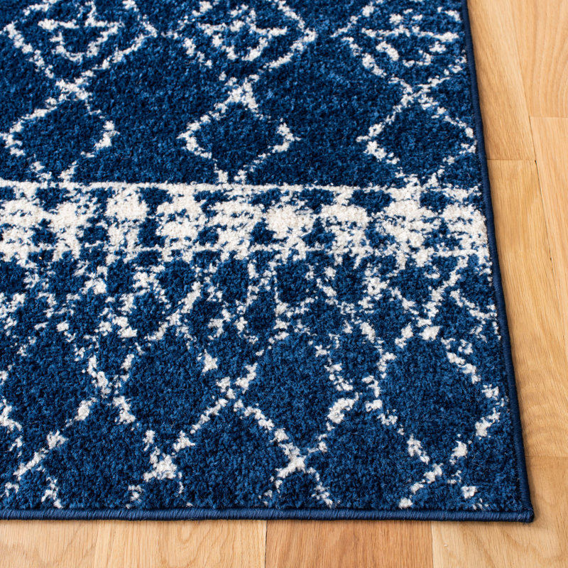 Tapis bleu marine à motif géométrique Cobos, Rectangulaire 3 pi x 5 pi
