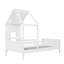 3FT Wood  Cabin Bed with Roof, Stairs, Bookcase and a Window  White