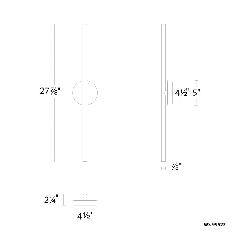 Lanky 27" LED Vanity & Wall Light With Built In Color Temperature Switch from 2700K/3000K/3500K/4000K, Black, 3000 Kelvins