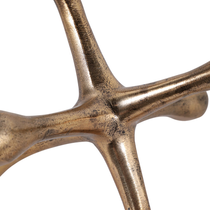 Sculpture abstraite géométrique en aluminium, H 9 po x l 9 po x P 9 po, Brown