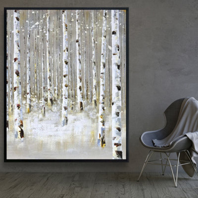 Birch Forest By Winter Print On Canvas