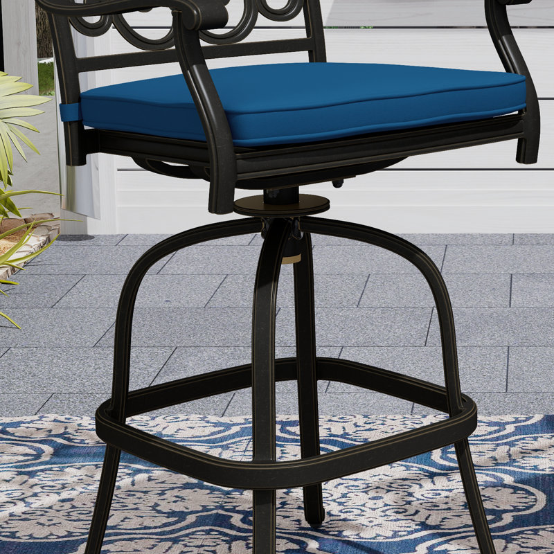 Ensemble de 2 chaises de patio empilables avec coussin Lenora, Bleu