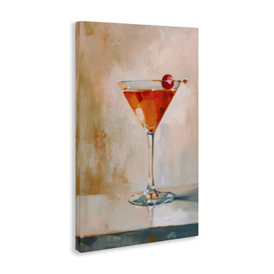 Manhattan Cocktail with Cherry Canvas Wall Art by LSR Design Studio