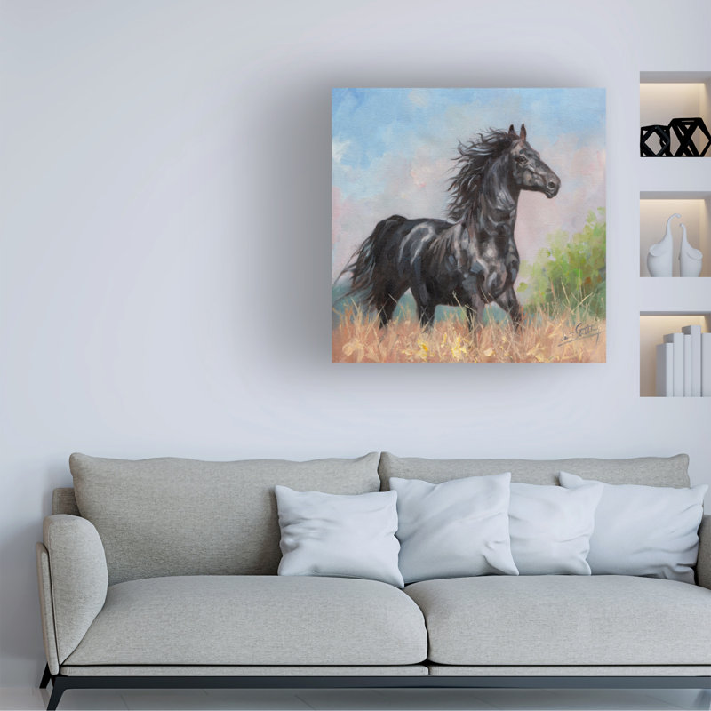 «David Stribble Black Horse», art sur toile, H 18 po x l 18 po
