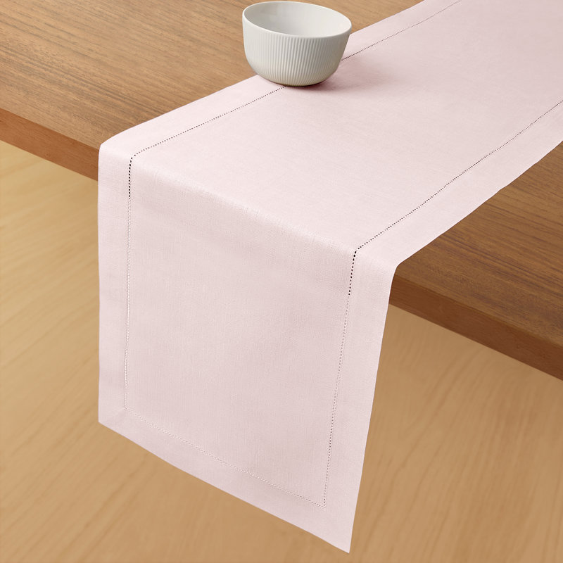 Chemin de table 100% lin D'Okok Homes, Rose pastel, L 90 po x P 14 po