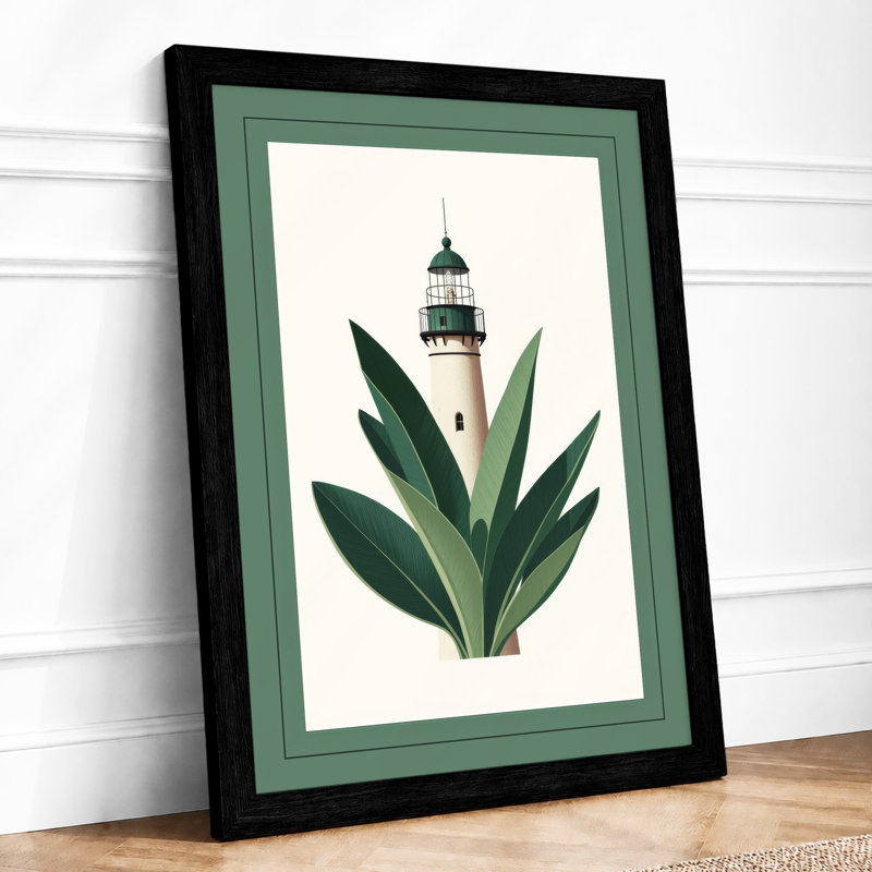 Lighthouse In Leaves Botanical - Print, A1 - 84.1 x 59.4 cm, Black