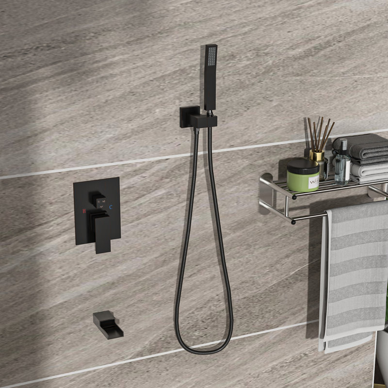 Système de douche à pluie 16 "avec bec cascade - baignoire au plafond bronze à main et tête à 3 fonctions