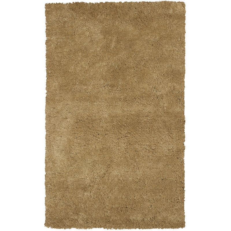 Tapis doré à poils longs fabriqué à la main Tayla, Rectangle 8 pi x 11 pi