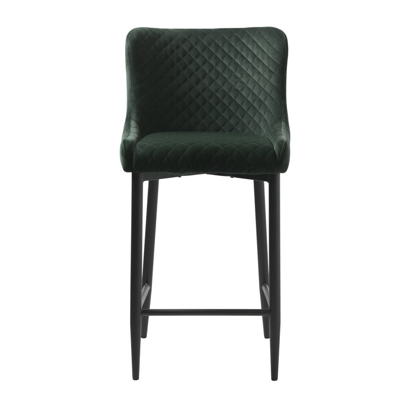 Melendy Upholstered and Faux Leather Bar Stool, Green