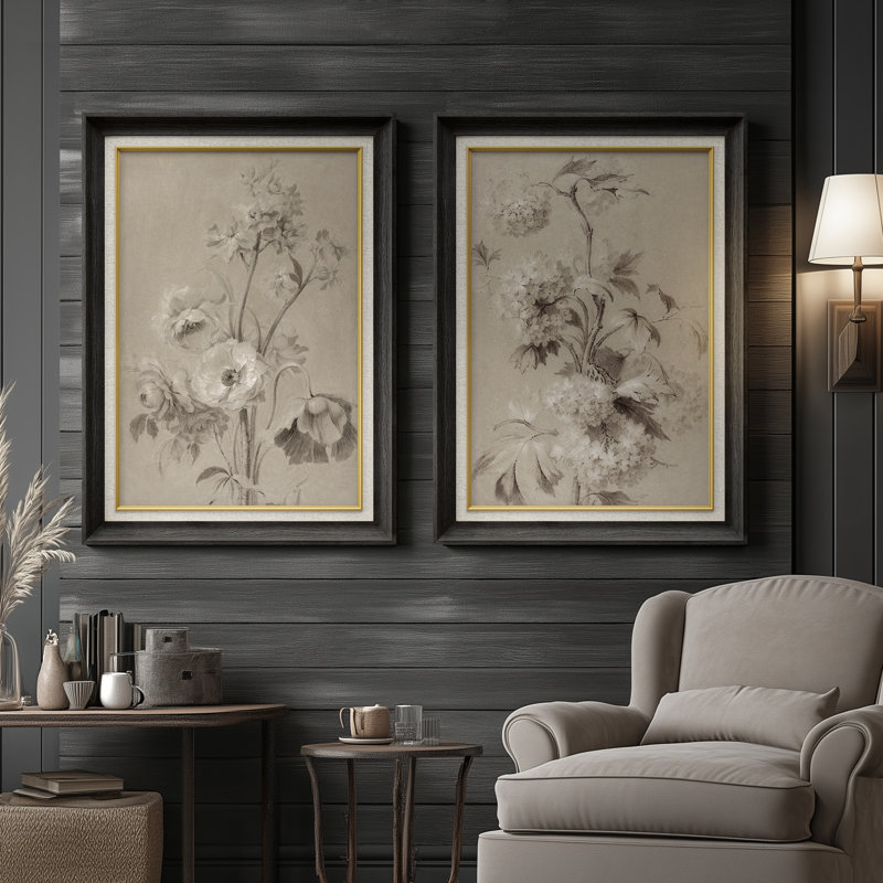 Set of 2 Premium Framed Art Artworks on Premium Canvas with 26"x36" Frame, Black