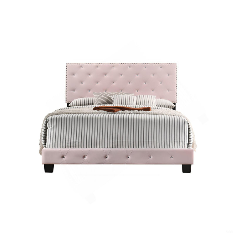 Charmant grand lit rose transitionnel stylé, Grand lit, Rose