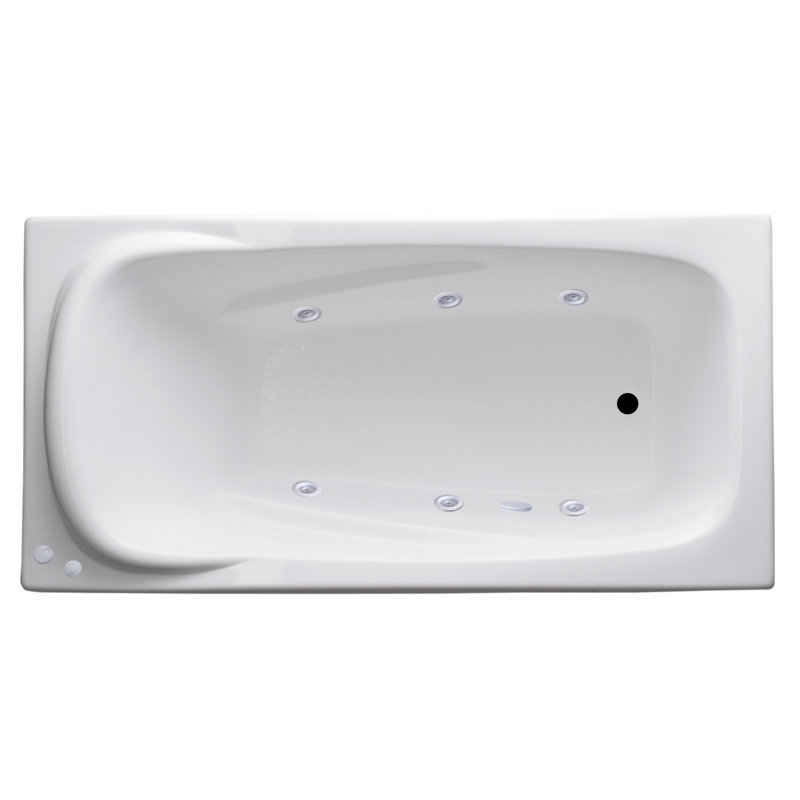 72'' x 36'' Drop-In Whirlpool Acrylic Bathtub, Right