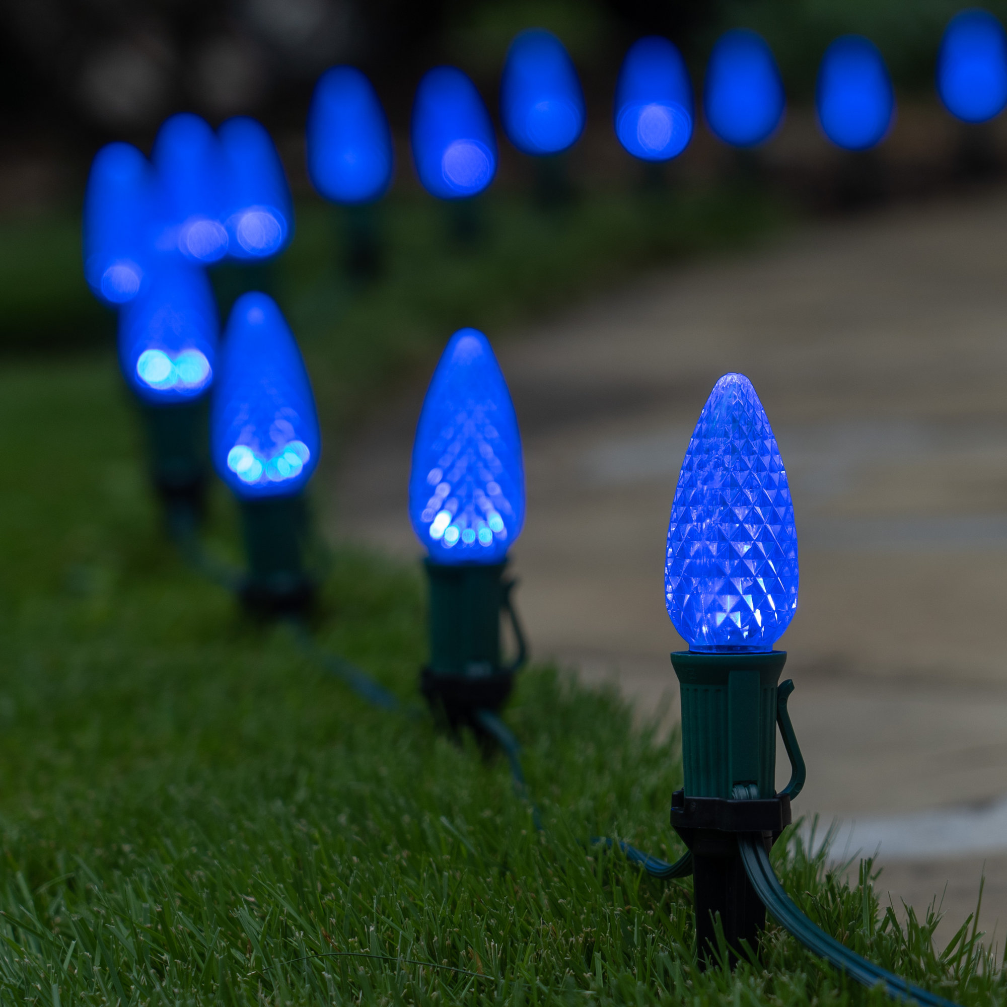C9 OptiCore LED Shatterproof Luminary & Pathway Lights, Blue, 25 feet