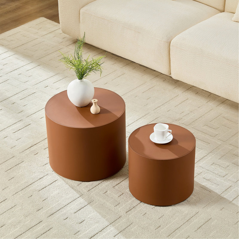 Table en cuir brun moderne Modern, Brown