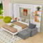 Grand lit escamotable avec canapé intégré et tablettes de rangement-1454700545