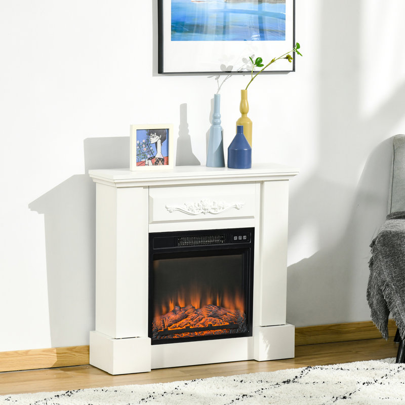 Foyer électrique 32 po autoportant avec 1400 W de chaleur, présentation de la flamme à DEL, protection contre la surchauffe, télécommande, blanc, foyer chaud blanc, 1400 W, effet, télécommande, solution de chaleur