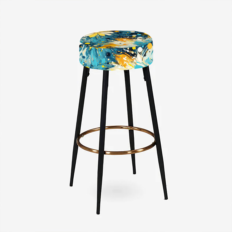 Labus Poupart, ensemble de 2 tabourets abstraits à motif de griffonnage numérique