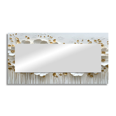 Pure Cream Wildflower Bloom II - Wildflowers Mirror Wall Art - Printed On Metal