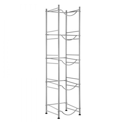 5 Tiers Water Jug Holder Single Row Water Bottle Rack for 5 Bottles Storage Detachable Heavy Duty Water Jug Organizer Stand for Home Office Kitchen Silver, Detachable Water Storage Shelf Organizer for Home Living Room Office