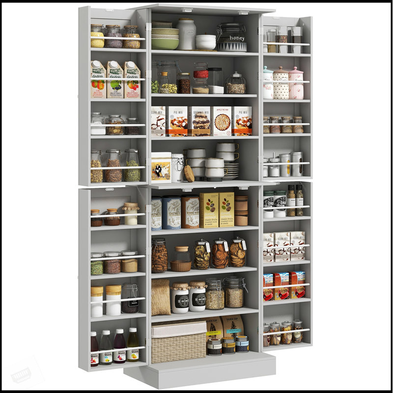 Armoire de cuisine de 65 pouces avec portes et tablettes, rangement moderne autoportant pour salle à manger, durable et élégant