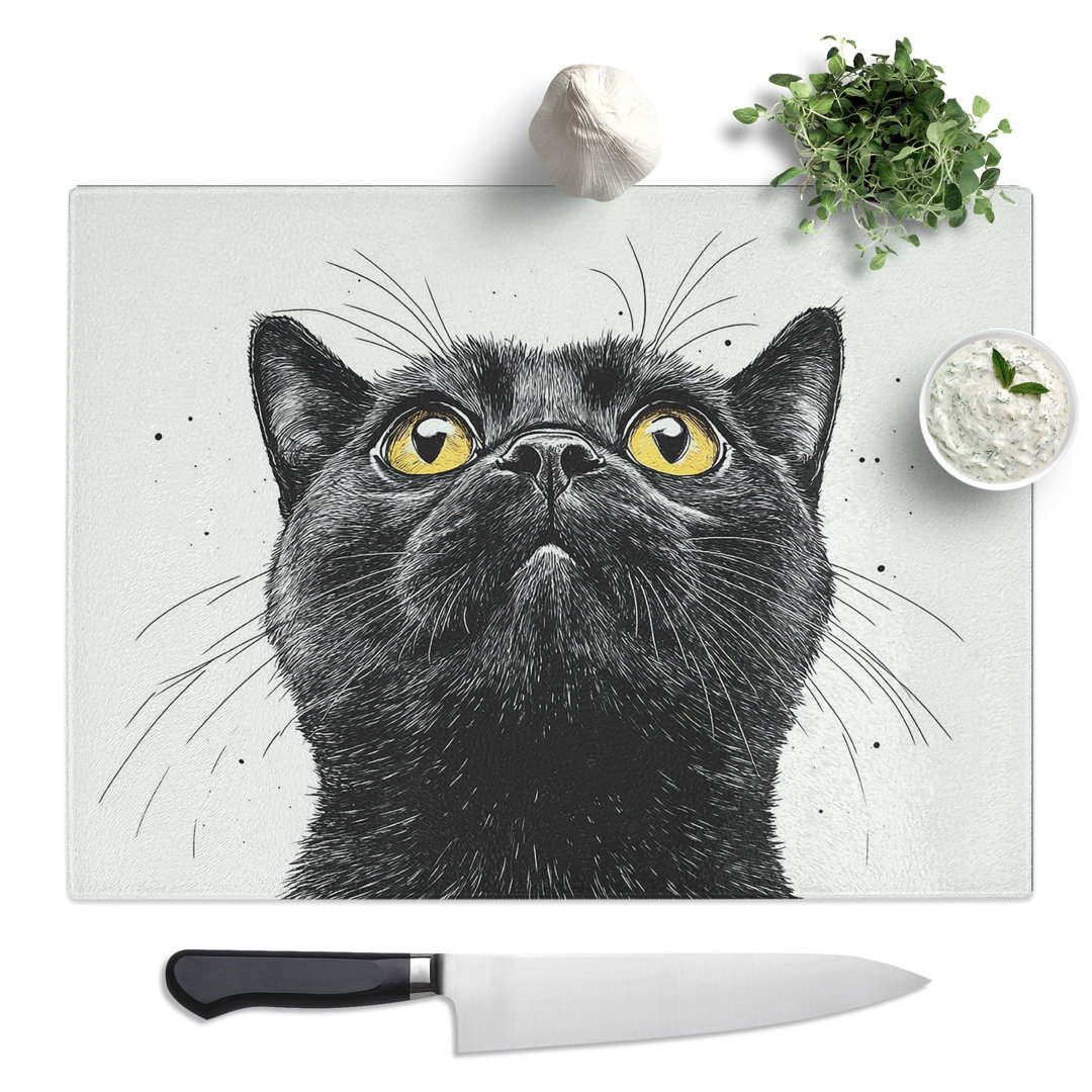 Black Cat Vol.9  Glass Chopping Board