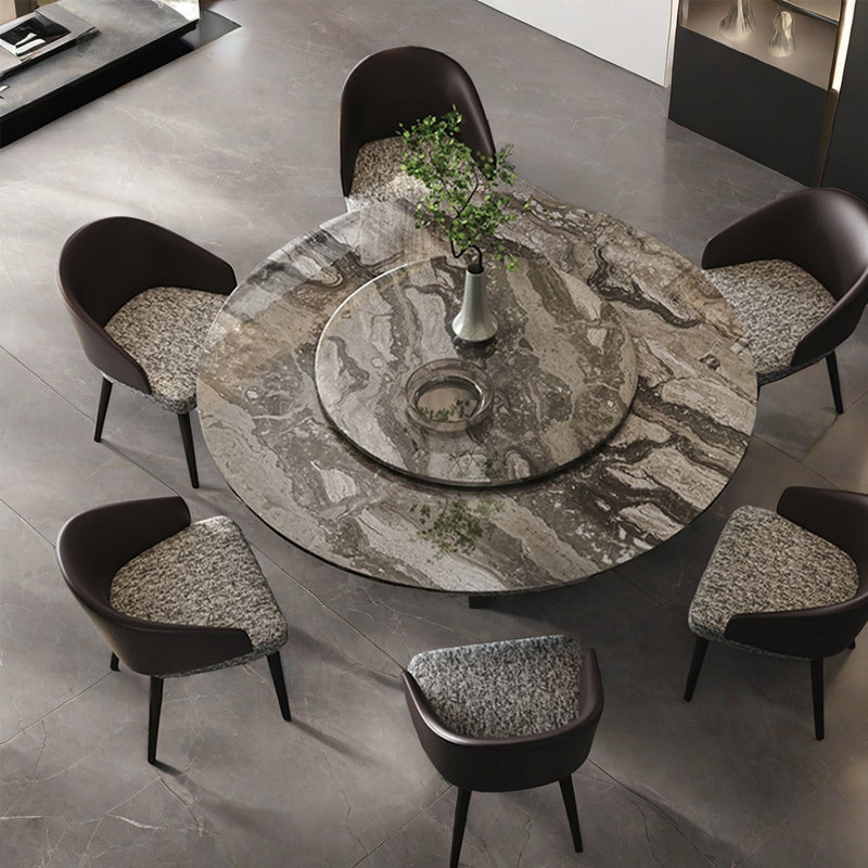 Table de salle à manger ronde moderne en marbre de luxe moderne, H 29,52 po x L 47,24 po x l 47,24 po