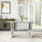 Modern Glass Dining Table Set, 63" Tempered Glass Top With PU Leather Upholstered Cantilever Chairs And Backrest Pull Ring-118348452-118348456-118348457