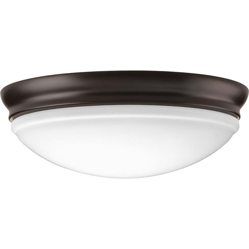 Mccully Glass LED Flush Mount, Antique Bronze, 4.50" H x 13.50" W x 13.50" D