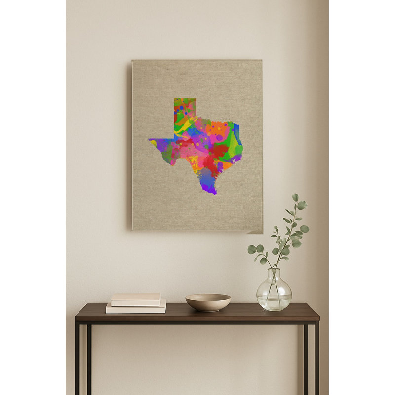 Carte du Texas Splash — Portrait en métal, H 14 po x l 11 po
