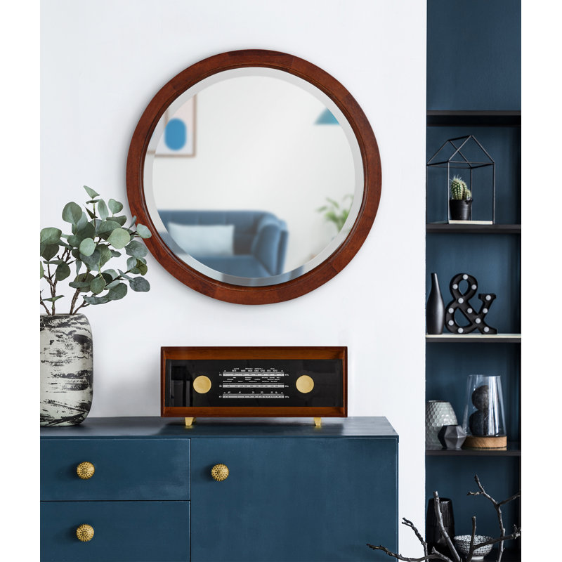 Miroir décoratif biseauté Hogan, Noyer brun, 18 po x 18 po
