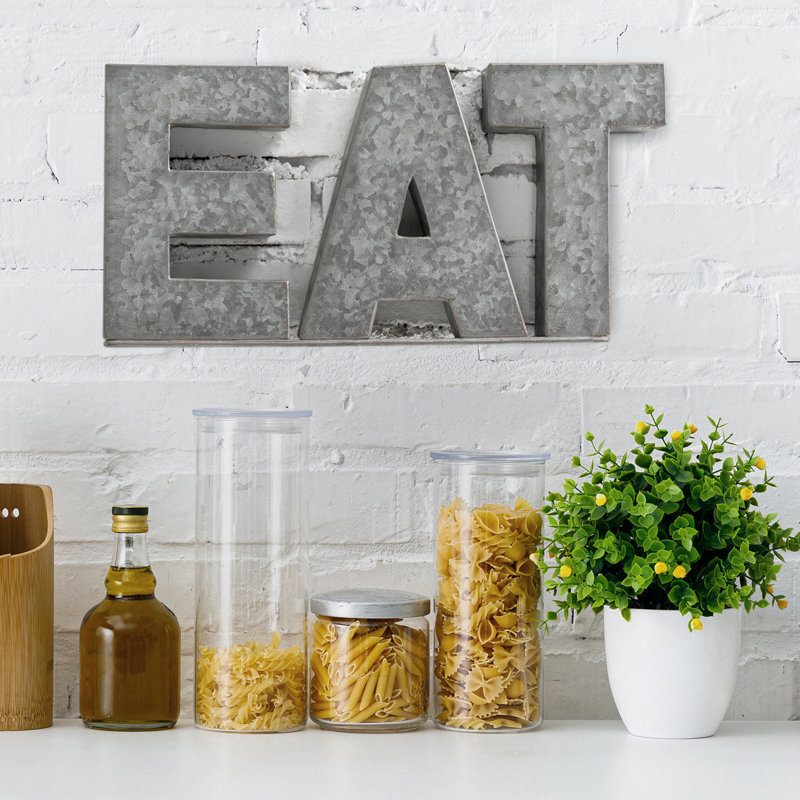 3 Piece EAT Galvanized Metal Wall Décor Set