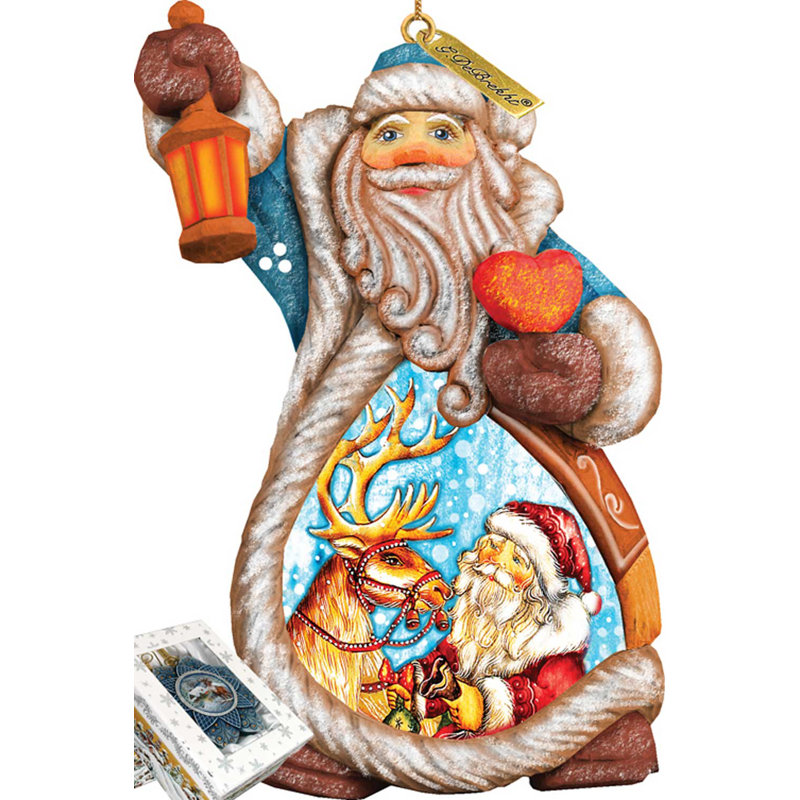 Derevo 4'' Handmade Wood Hanging Figurine Ornament