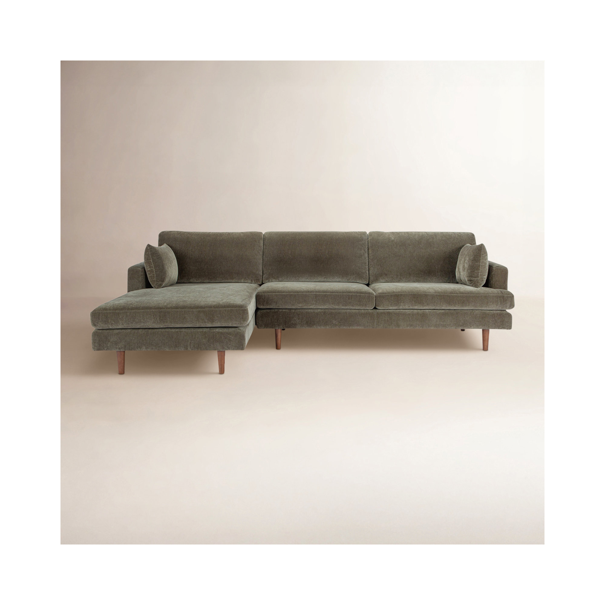 Laguna Upholstered Chaise L-Sectional, Olive Green Performance Chenille, Left Hand Facing